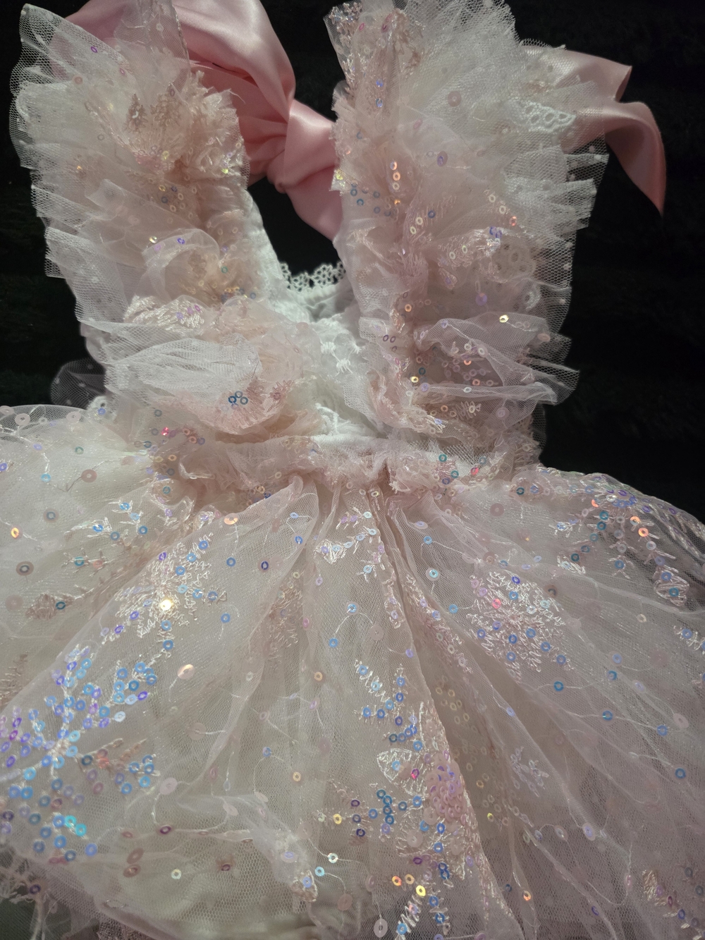 Pink Tulle Ruffle Baby Girl Dress with Bloomers